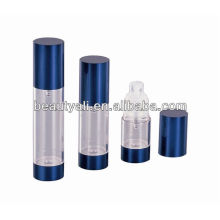 Transparent cosmetic airless pump bottle with T shape cap